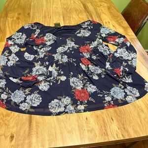 NWT $50 USD Torrid Blue Stretch Mesh V-Neck Smock Waist Babydoll Top Plus Size 2